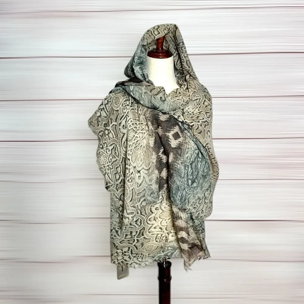NWT Ahujasons Large Wool Shawl Wrap Scarf Lightweight Soft